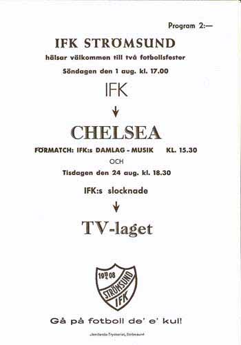 programme cover for IFK Stroemsund v Chelsea, 1st Aug 1982