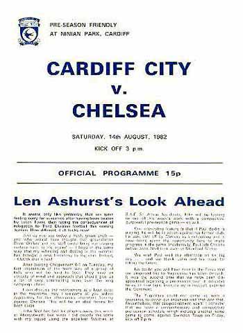 programme cover for Cardiff City v Chelsea, Saturday, 14th Aug 1982