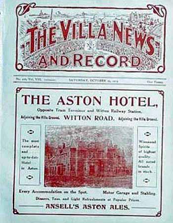 programme cover for Aston Villa v Chelsea, 25th Oct 1913