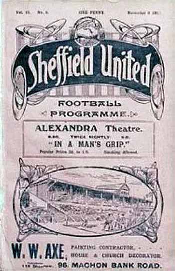 programme cover for Sheffield United v Chelsea, Saturday, 8th Nov 1913