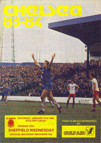 programme cover for Chelsea v Sheffield Wednesday, Saturday, 21st Jan 1984