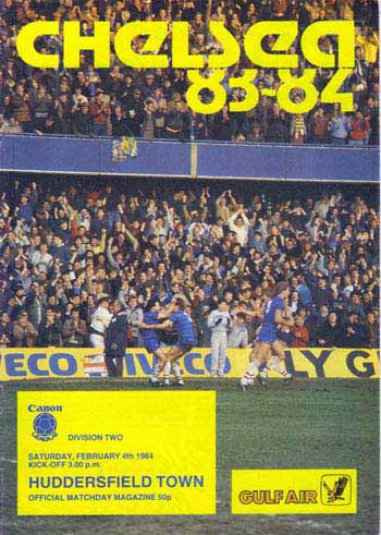 programme cover for Chelsea v Huddersfield Town, Saturday, 4th Feb 1984