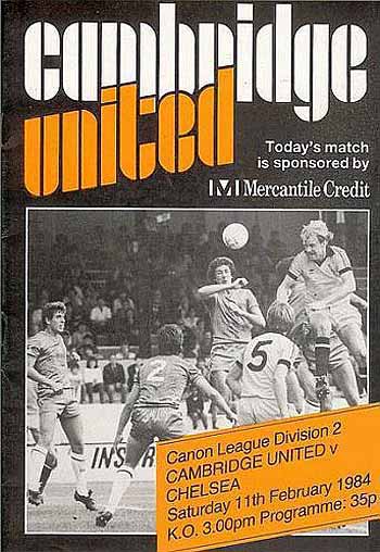 programme cover for Cambridge United v Chelsea, Saturday, 11th Feb 1984