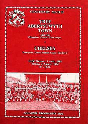 programme cover for Aberystwyth Town v Chelsea, 3rd Aug 1984