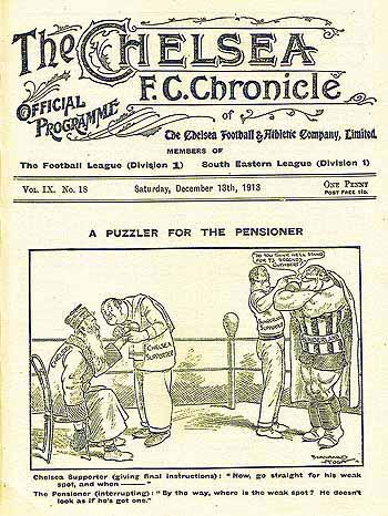 programme cover for Chelsea v Sunderland, 13th Dec 1913