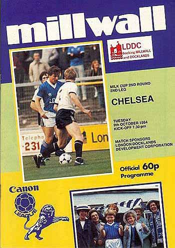 programme cover for Millwall v Chelsea, Tuesday, 9th Oct 1984