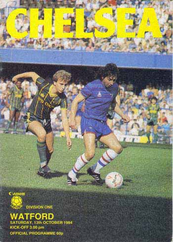programme cover for Chelsea v Watford, Saturday, 13th Oct 1984