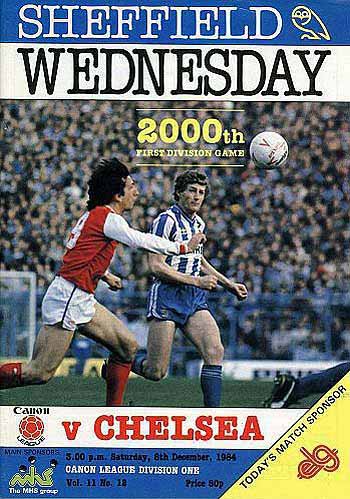 programme cover for Sheffield Wednesday v Chelsea, Saturday, 8th Dec 1984