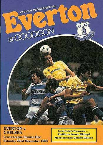 programme cover for Everton v Chelsea, Saturday, 22nd Dec 1984