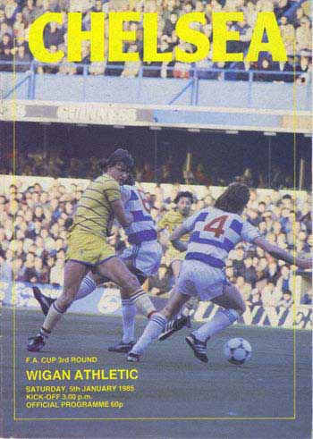 programme cover for Chelsea v Wigan Athletic, Saturday, 5th Jan 1985