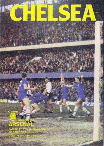 programme cover for Chelsea v Arsenal, Saturday, 19th Jan 1985
