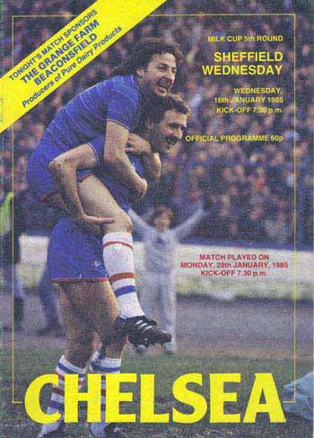 programme cover for Chelsea v Sheffield Wednesday, 28th Jan 1985