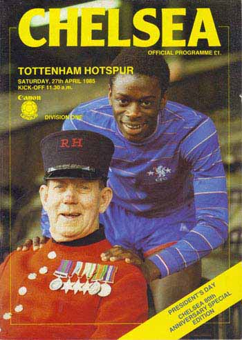 programme cover for Chelsea v Tottenham Hotspur, Saturday, 27th Apr 1985