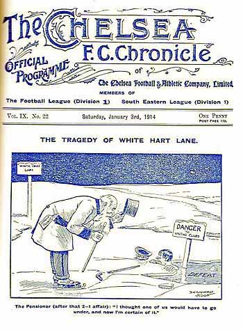 programme cover for Chelsea v Oldham Athletic, 3rd Jan 1914