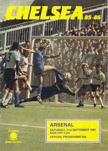 programme cover for Chelsea v Arsenal, Saturday, 21st Sep 1985