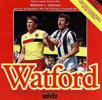 programme cover for Watford v Chelsea, Saturday, 28th Sep 1985