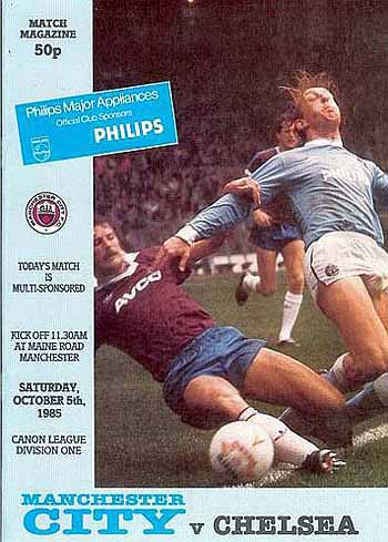 programme cover for Manchester City v Chelsea, 5th Oct 1985