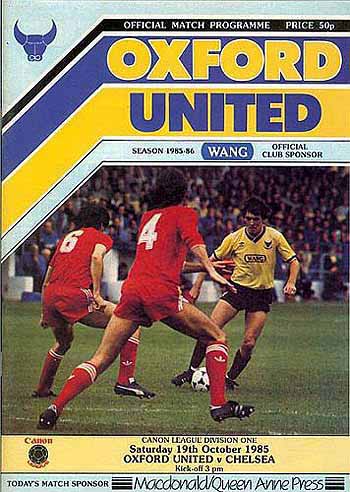 programme cover for Oxford United v Chelsea, Saturday, 19th Oct 1985