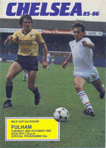 programme cover for Chelsea v Fulham, Tuesday, 29th Oct 1985