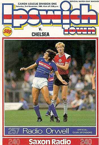 programme cover for Ipswich Town v Chelsea, Saturday, 2nd Nov 1985
