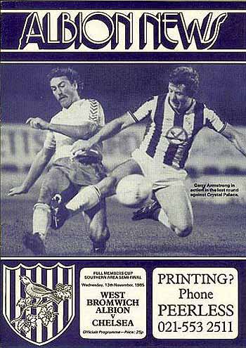 programme cover for West Bromwich Albion v Chelsea, Wednesday, 13th Nov 1985