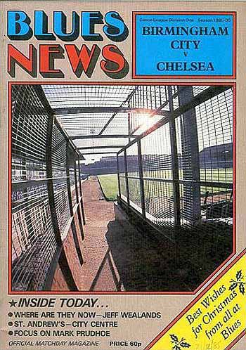 programme cover for Birmingham City v Chelsea, 21st Dec 1985