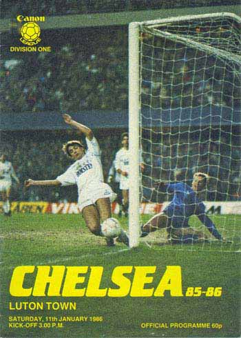programme cover for Chelsea v Luton Town, Saturday, 11th Jan 1986