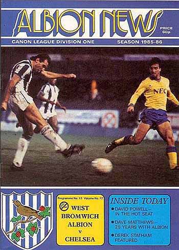 programme cover for West Bromwich Albion v Chelsea, Saturday, 18th Jan 1986