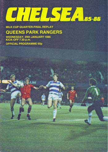 programme cover for Chelsea v Queens Park Rangers, Wednesday, 29th Jan 1986