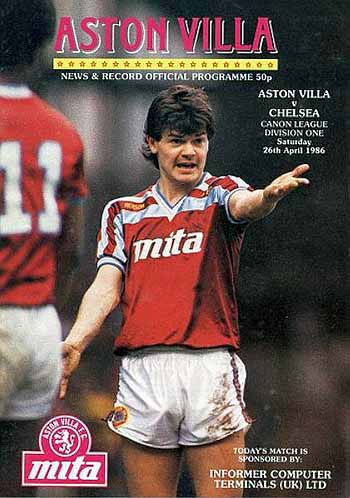 programme cover for Aston Villa v Chelsea, Saturday, 26th Apr 1986