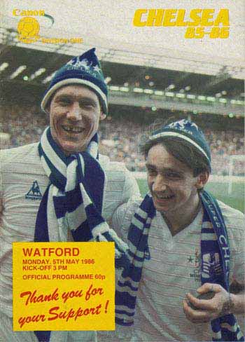programme cover for Chelsea v Watford, Monday, 5th May 1986