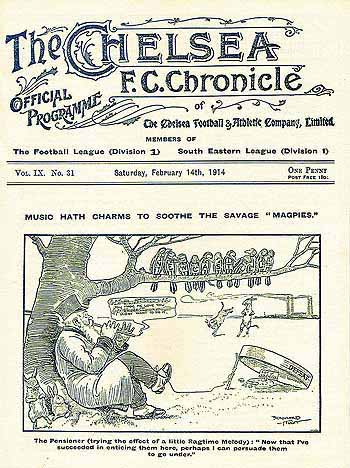 programme cover for Chelsea v Newcastle United, 14th Feb 1914