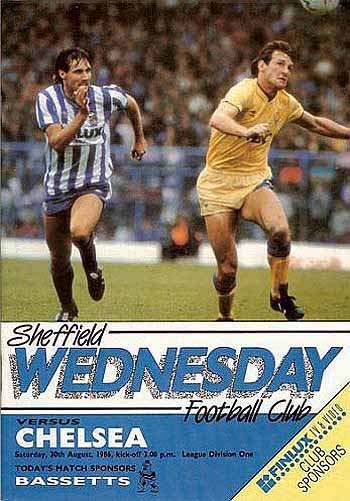 programme cover for Sheffield Wednesday v Chelsea, Saturday, 30th Aug 1986