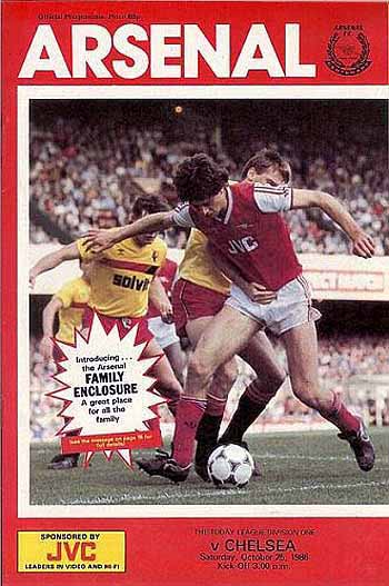 programme cover for Arsenal v Chelsea, Saturday, 25th Oct 1986