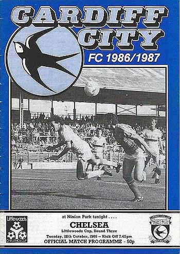 programme cover for Cardiff City v Chelsea, Tuesday, 28th Oct 1986