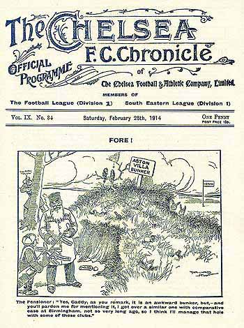 programme cover for Chelsea v Aston Villa, 28th Feb 1914