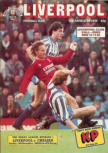 programme cover for Liverpool v Chelsea, Sunday, 14th Dec 1986
