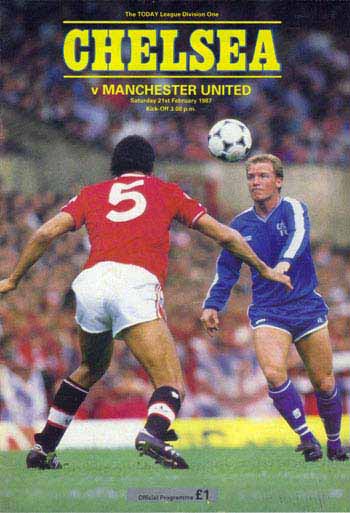 programme cover for Chelsea v Manchester United, Saturday, 21st Feb 1987