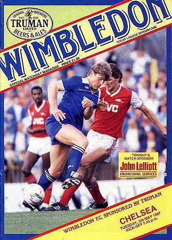 programme cover for Wimbledon v Chelsea, 5th May 1987