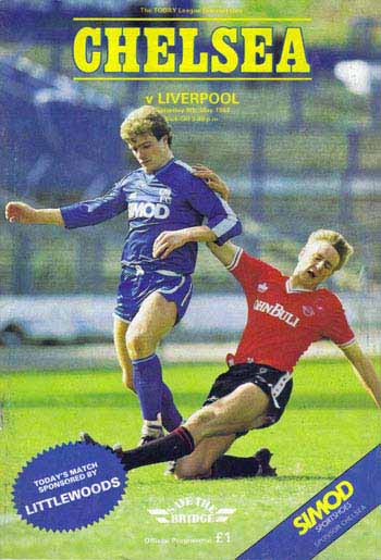 programme cover for Chelsea v Liverpool, Saturday, 9th May 1987
