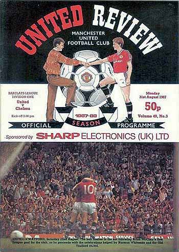 programme cover for Manchester United v Chelsea, Monday, 31st Aug 1987