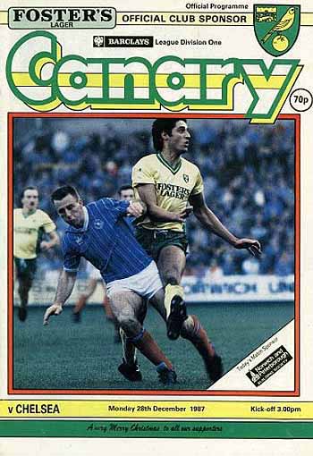 programme cover for Norwich City v Chelsea, Monday, 28th Dec 1987
