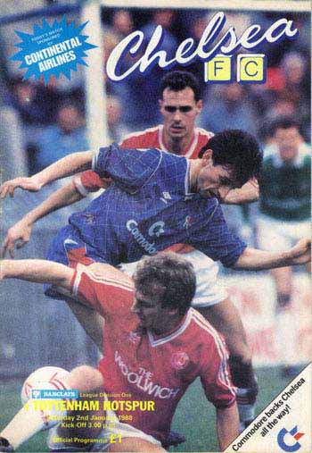 programme cover for Chelsea v Tottenham Hotspur, Saturday, 2nd Jan 1988