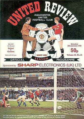 programme cover for Manchester United v Chelsea, Saturday, 30th Jan 1988