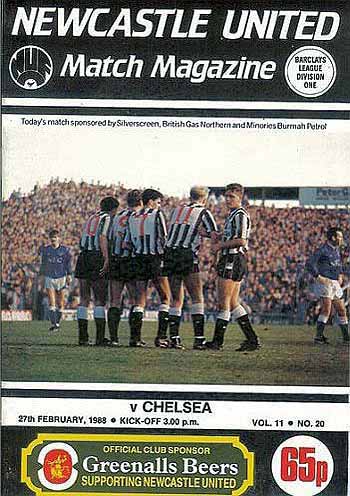 programme cover for Newcastle United v Chelsea, Saturday, 27th Feb 1988