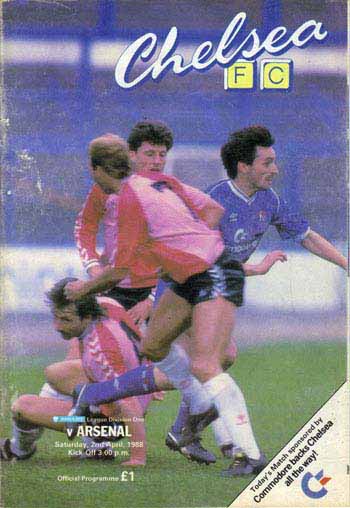 programme cover for Chelsea v Arsenal, Saturday, 2nd Apr 1988