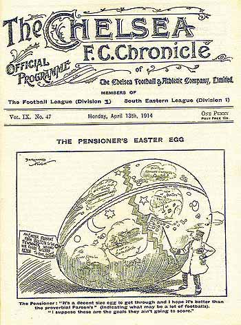 programme cover for Chelsea v Bolton Wanderers, 13th Apr 1914