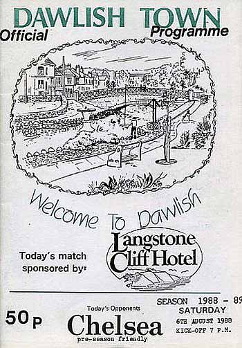 programme cover for Dawlish Town v Chelsea, Saturday, 6th Aug 1988