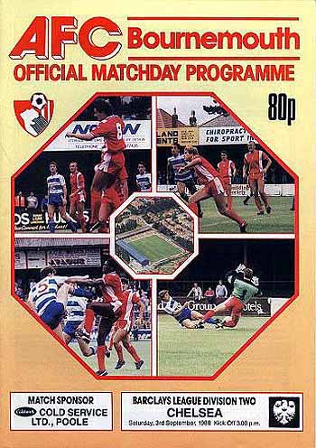 programme cover for Bournemouth v Chelsea, Saturday, 3rd Sep 1988