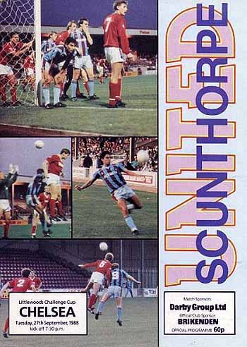 programme cover for Scunthorpe United v Chelsea, Tuesday, 27th Sep 1988